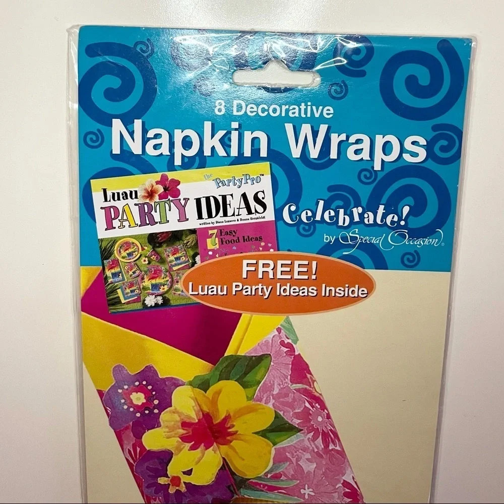 Floral Luau Cardboard Napkin Wraps 8-Piece Set